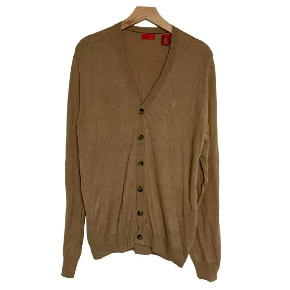 Izod M tan Grandpa core button down cardigan‎
